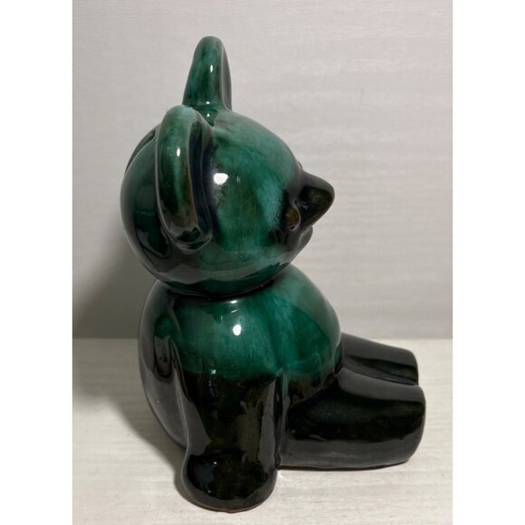 Canadiana Pottery Coin Bank Koala Bear Green Black Drip Glaze MCM 6" - Picture 3 of 8